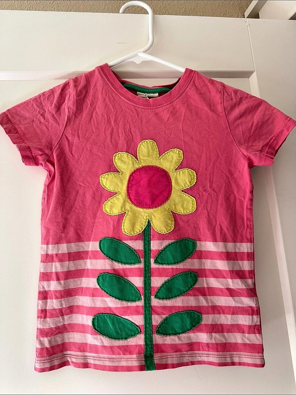 Mini Boden Pink and Yellow Flower Graphic T-Shirt Size 7-8Y